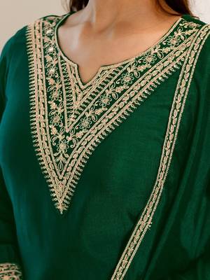 Women Ethnic Motifs Embroidered Regular Kurta with Palazzos & With Dupatta 5