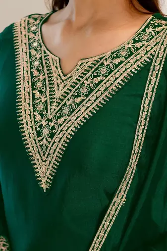 Women Ethnic Motifs Embroidered Regular Kurta with Palazzos & With Dupatta
