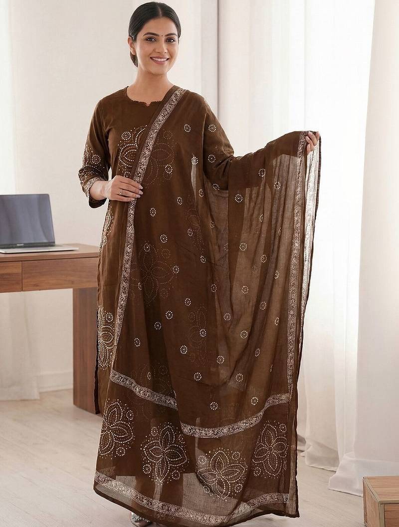 Women Ethnic Motifs Printed Regular Kurta with Trousers & With Dupatta