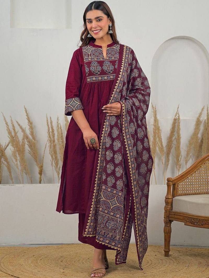 Women Ethnic Motifs Printed Empire Kurta with Trousers & With Dupatta