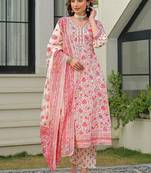 Women Floral Printed Regular Kurta with Trousers & With Dupatta