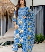 Women Floral Printed Regular Kurta with Trousers & With Dupatta