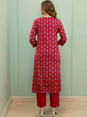 Women Ethnic Motifs Printed Straight Kurta with Trousers & Dupatta 6