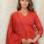 Floral Self Design V-Neck Anarkali Kurta With Trousers & Dupatta