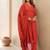 Floral Self Design V-Neck Anarkali Kurta With Trousers & Dupatta