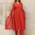 Floral Self Design V-Neck Anarkali Kurta With Trousers & Dupatta