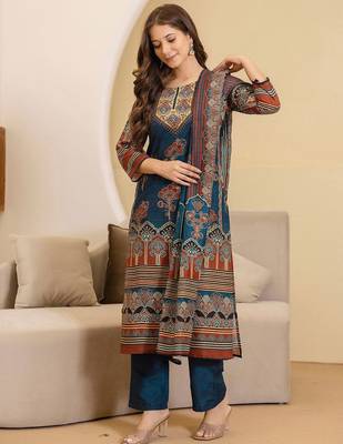 Women Ethnic Motifs Printed Kurta with Trousers & Dupatta 5