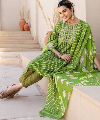 Women Embroidered Kurta with Trousers & Dupatta 2