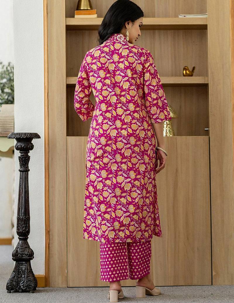 Women Floral Printed Regular Sequinned Kurta with Trousers & With Dupatta