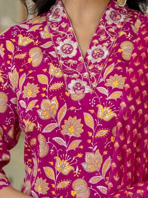 Women Floral Printed Regular Sequinned Kurta with Trousers & With Dupatta 6