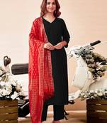 Women Solid Kurta with Trousers & Dupatta