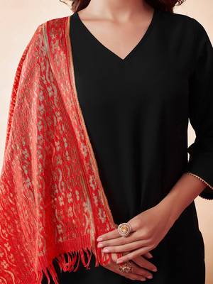Women Solid Kurta with Trousers & Dupatta 4