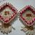 Handmade Shubh Labh Shape Pearl Beads Hanging with Red Embossed Design Pink Thread Work Home Wall Hanging (Pack of 2)