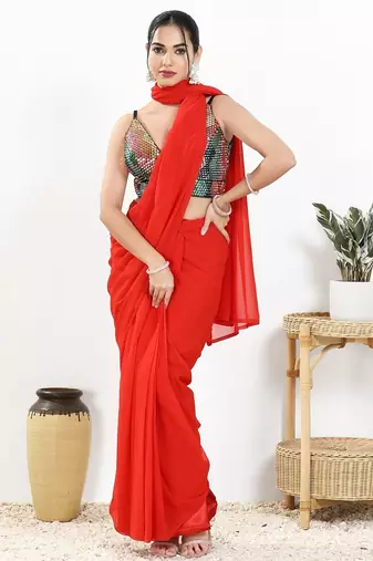 Women's sequence padded back open sleeveless saree blouse