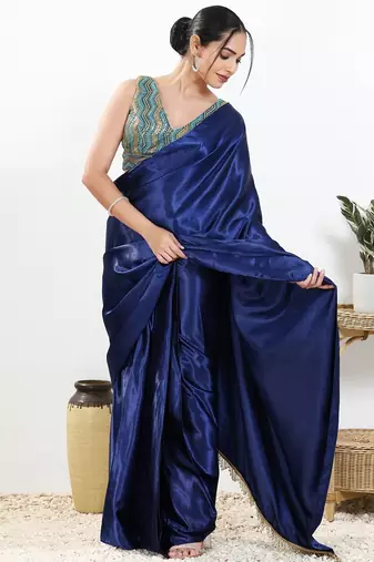 Women's silk padded back open sleeveless saree blouse