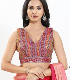 Women's silk padded back open sleeveless saree blouse