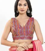 Women's silk padded back open sleeveless saree blouse