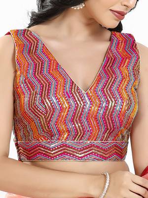 Women's silk padded back open sleeveless saree blouse 4