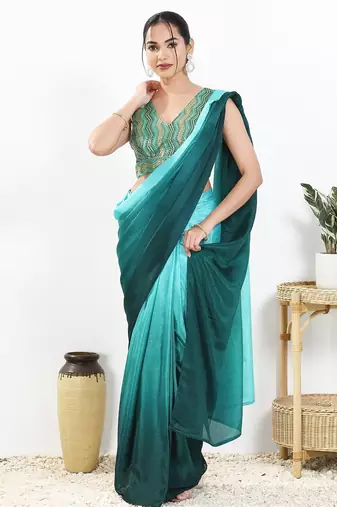 Women's silk padded back open sleeveless saree blouse