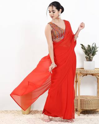 Women's silk padded back open sleeveless saree blouse 4