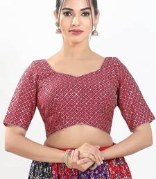 Women's silk padded back open elbow sleeves saree blouse