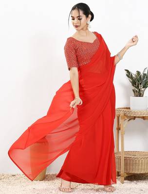 Women's silk padded back open elbow sleeves saree blouse 5