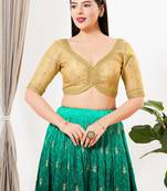 Women's tissue padded back open elbow sleeves saree blouse
