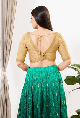 Women's tissue padded back open elbow sleeves saree blouse 2