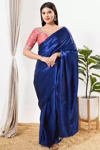 Women's tissue padded back open elbow sleeves saree blouse