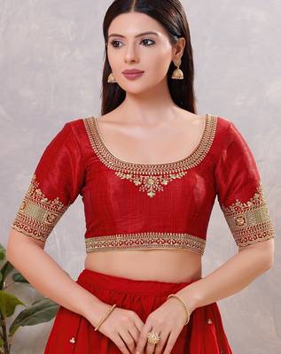 Women's mulbury silk padded back open elbow sleeves saree blouse 1
