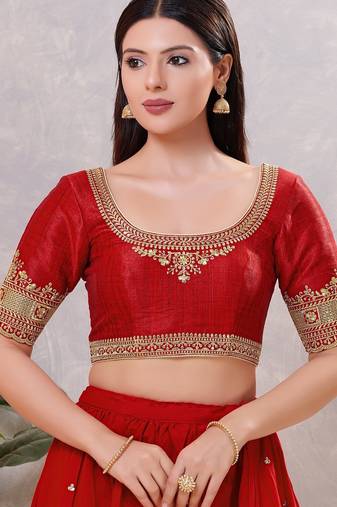 Women's mulbury silk padded back open elbow sleeves saree blouse