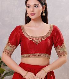 Women's mulbury silk padded back open elbow sleeves saree blouse