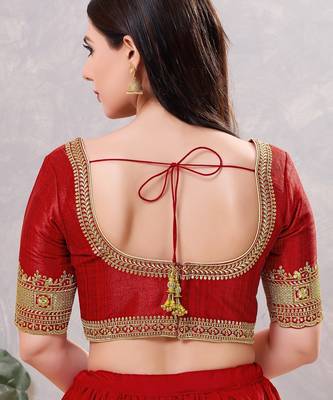 Women's mulbury silk padded back open elbow sleeves saree blouse 2