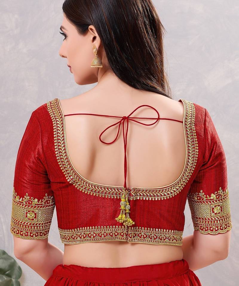 Women's mulbury silk padded back open elbow sleeves saree blouse