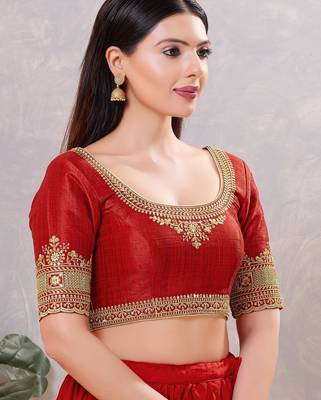 Women's mulbury silk padded back open elbow sleeves saree blouse 3