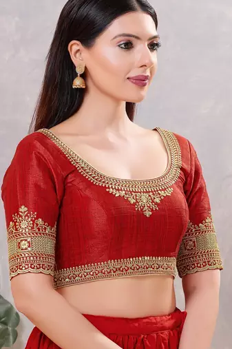 Women's mulbury silk padded back open elbow sleeves saree blouse