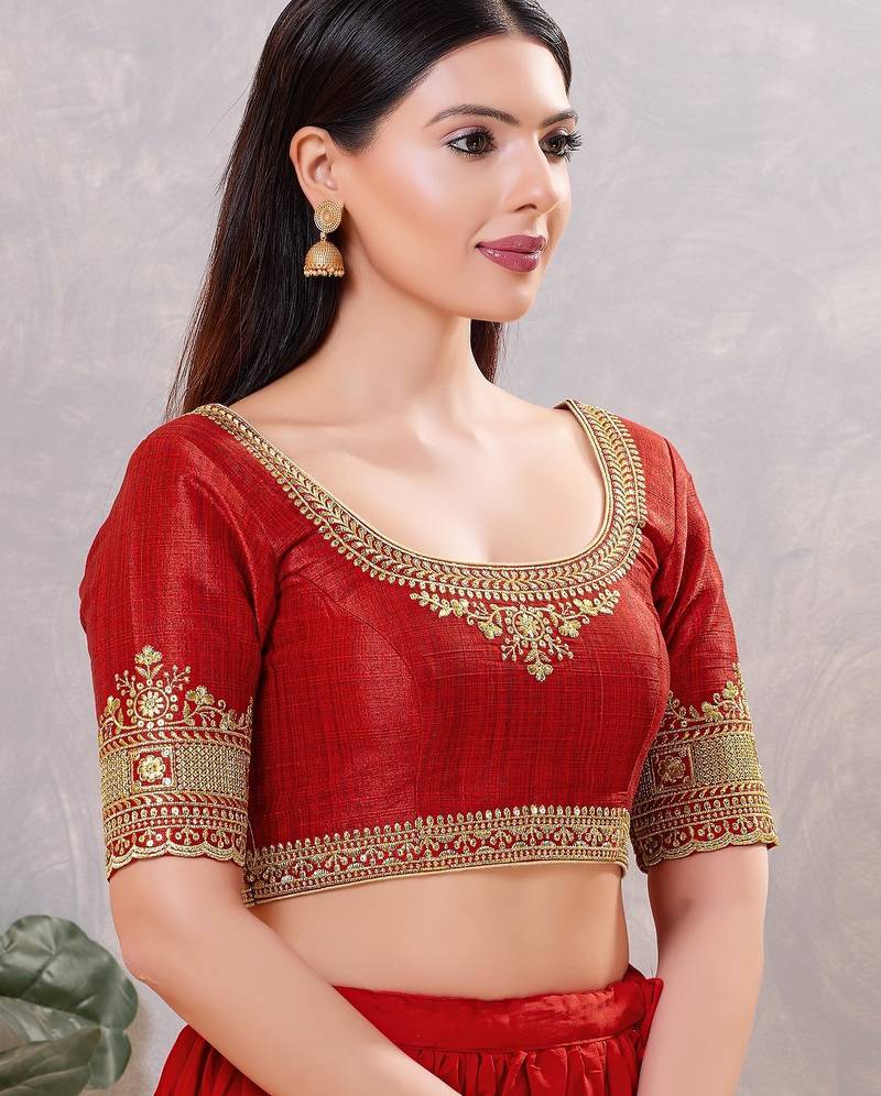 Women's mulbury silk padded back open elbow sleeves saree blouse
