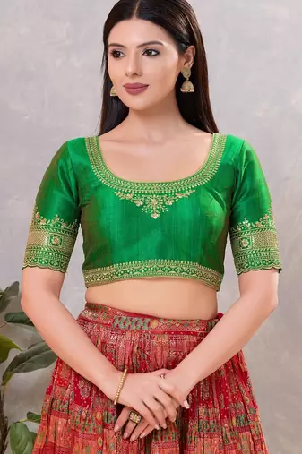 Women's mulbury silk padded back open elbow sleeves saree blouse