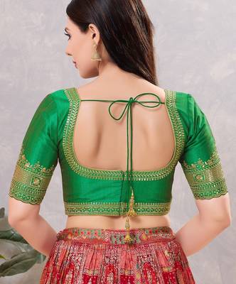 Women's mulbury silk padded back open elbow sleeves saree blouse 2