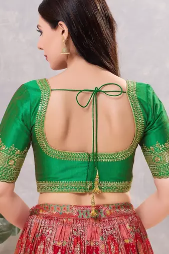 Women's mulbury silk padded back open elbow sleeves saree blouse