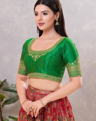 Women's mulbury silk padded back open elbow sleeves saree blouse 3