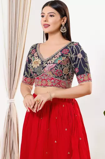 Women's silk padded back open elbow sleeves saree blouse