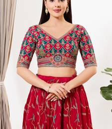Women's silk padded back open elbow sleeves saree blouse
