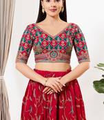 Women's silk padded back open elbow sleeves saree blouse