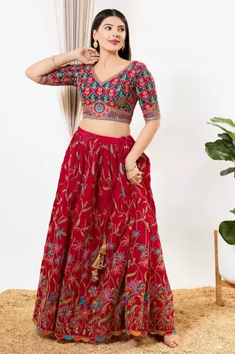 Women's silk padded back open elbow sleeves saree blouse