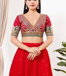 Women's silk padded back open elbow sleeves saree blouse