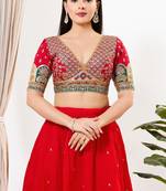 Women's silk padded back open elbow sleeves saree blouse