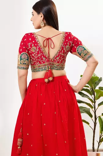 Women's silk padded back open elbow sleeves saree blouse