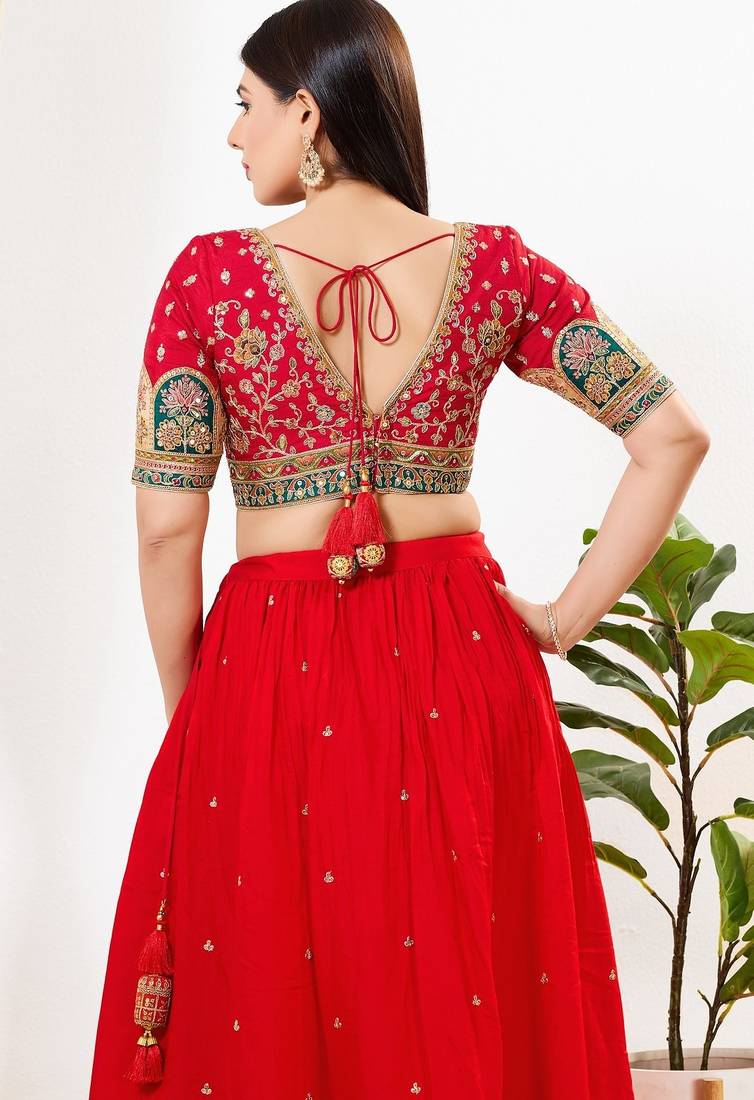 Women's silk padded back open elbow sleeves saree blouse