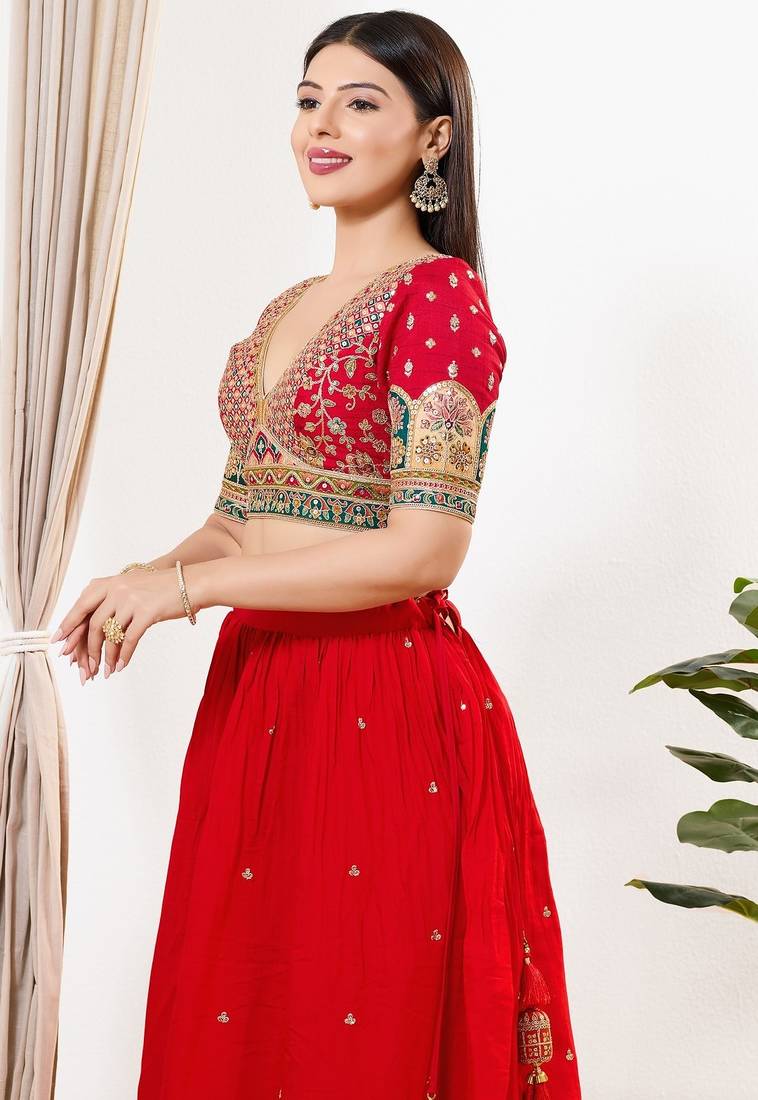 Women's silk padded back open elbow sleeves saree blouse